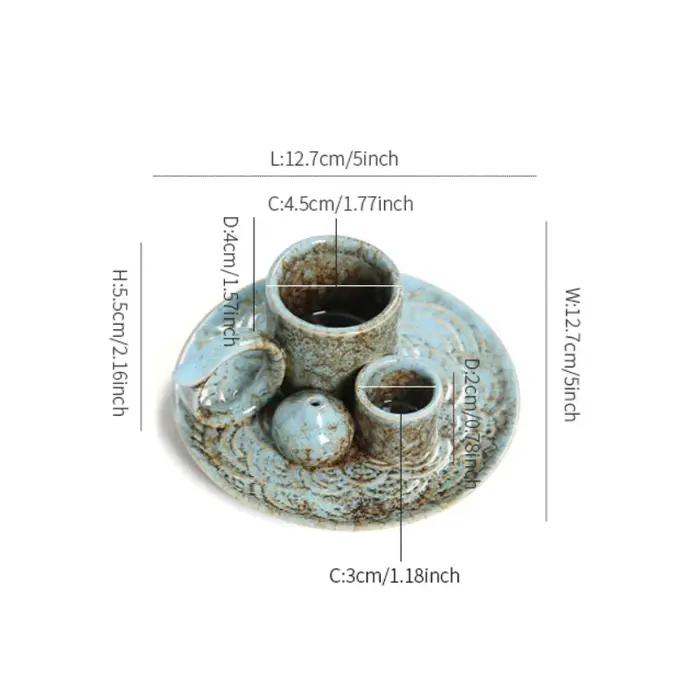 Brûleur d'encens 4 en 1 multifonctionnel support Palo Santo sauge bâton bougeoir céramique pour salon méditation ambiance apaisante et relaxante