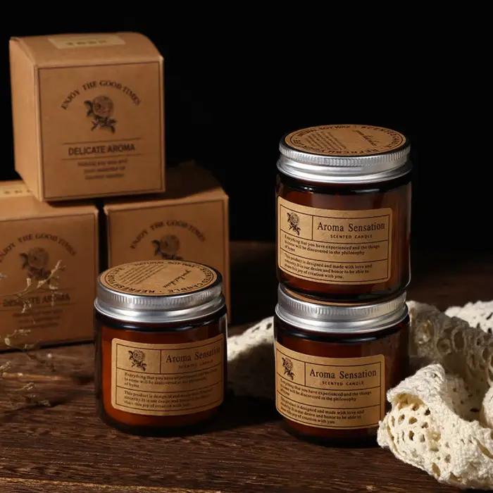 Bougie d'aromathérapie en verre marron