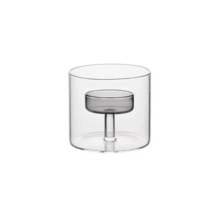 Porte-bougie en verre de style européen romantique, base solide transparente, support de bougie rési
