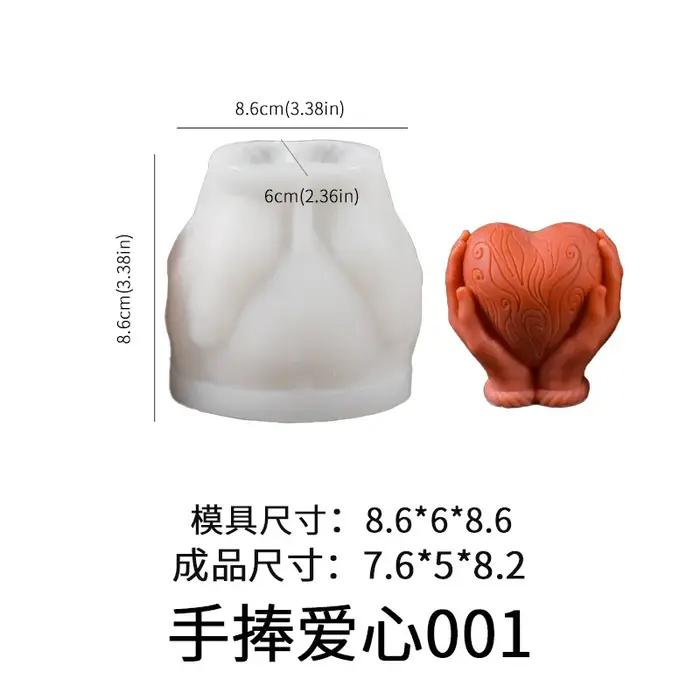 Nouveau moule décoration de la maison Ins main tenant en forme de coeur bougies moules plâtre saint