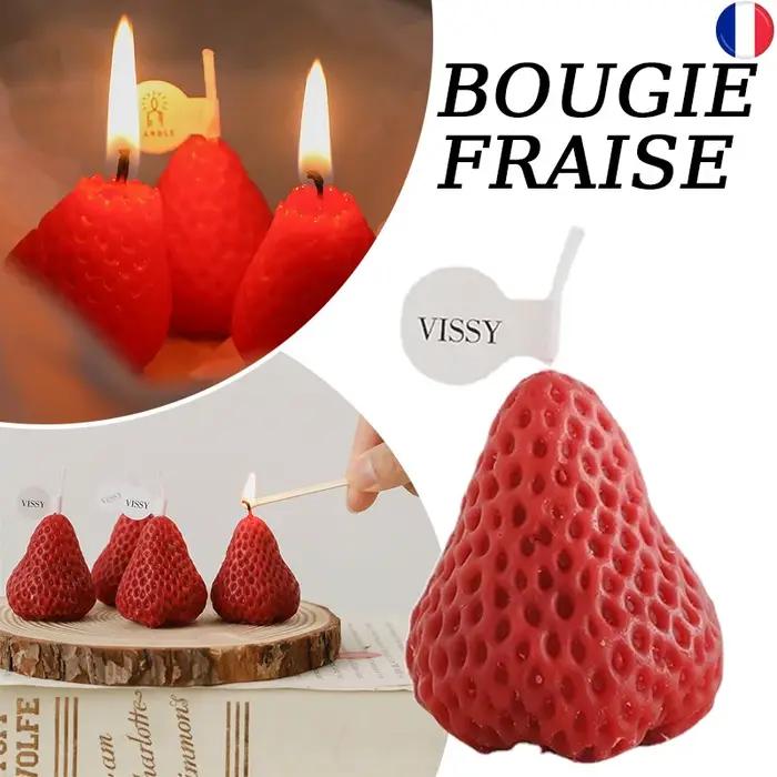 Bougies d'aromathérapie Harvey 3D en forme de fraise, design unique, parfum naturel, idéales pour la décoration intérieure et les fêtes
