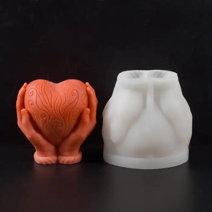 Nouveau moule décoration de la maison Ins main tenant en forme de coeur bougies moules plâtre saint valentin Totem
