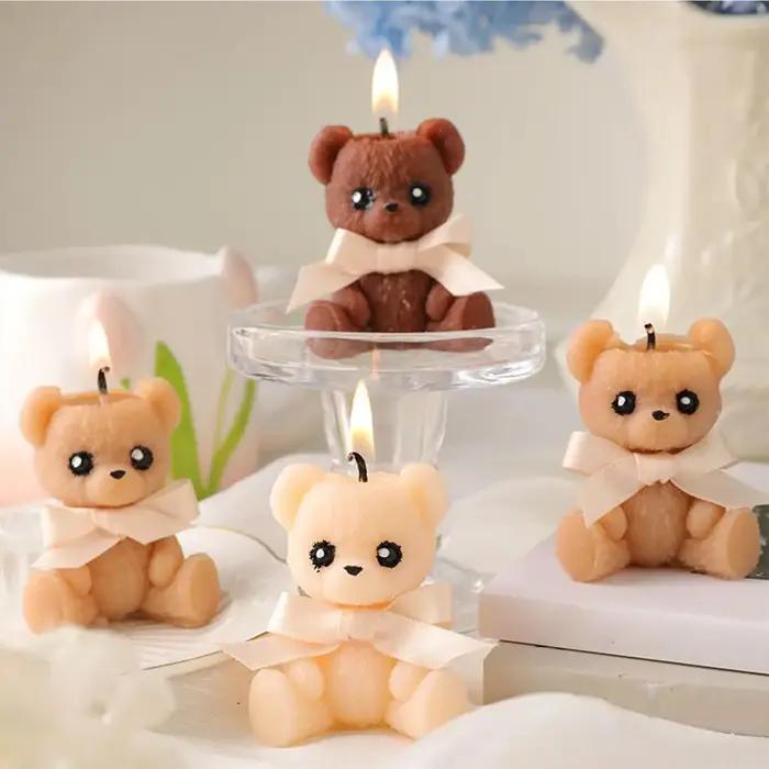 Bougie en forme d'ours parfumée en cire de soja pour la décoration intérieure de bureau ou salon occasions spéciales cadeaux de fête