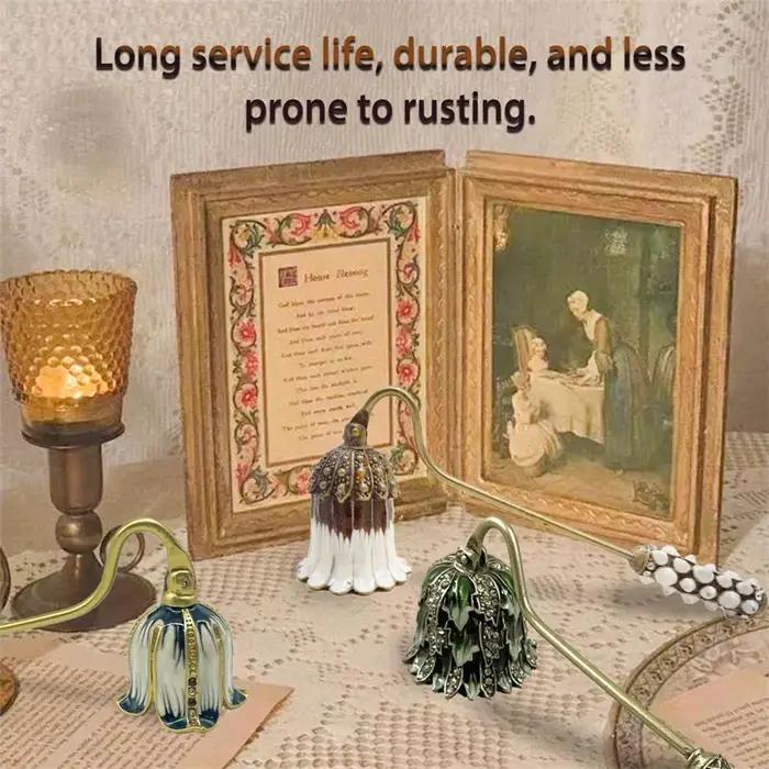 Éteignoir de bougie en métal avec long manche pour amateurs de bougies, décoration intérieure élégante, idéal pour fêtes et cadeaux