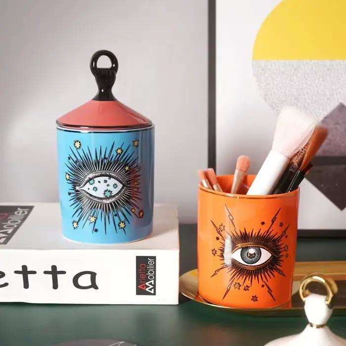 Bougie d'aromathérapie faite à la main avec couverture à la main, décoration de la maison, grand yeux, ciel étoilé, table de rangement 347, figurines