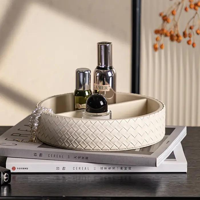 Plateau de parfum en cuir nordique de luxe rétro avec compartiments pour bijoux et parfums pour la maison et le bureau occasions spéciales