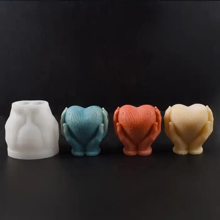 Nouveau moule décoration de la maison Ins main tenant en forme de coeur bougies moules plâtre saint valentin Totem