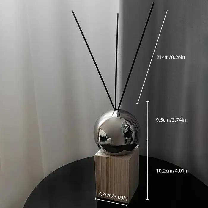 Diffuseur d'huiles essentielles sans flamme moderne avec base en bois massif et acier inoxydable pour bureau salon chambre Noir Bois naturel