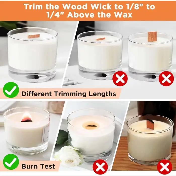 Lot de 50 mèches en bois pour bougies, kit de fabrication de bougies DIY, mèches sans fumée avec base à clip, mèches en bois faites à la main