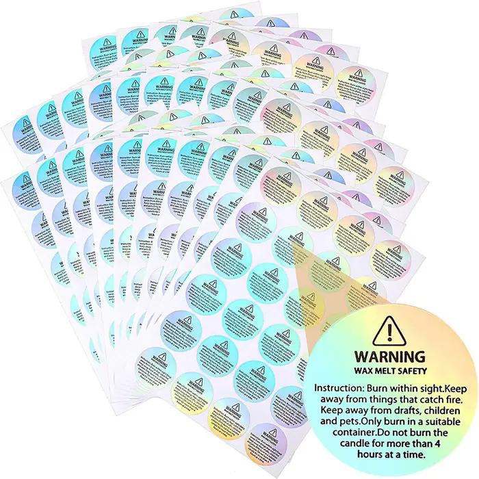 Étiquettes d'avertissement de bougie rondes imperméables de 3cm