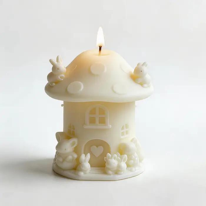 Moule à bougie en forme de maison champignon, fait à la main, pour bougies d'aromathérapie, moule à bougie de conte de fées, décoratif pour activités pédagogiques et artisanat