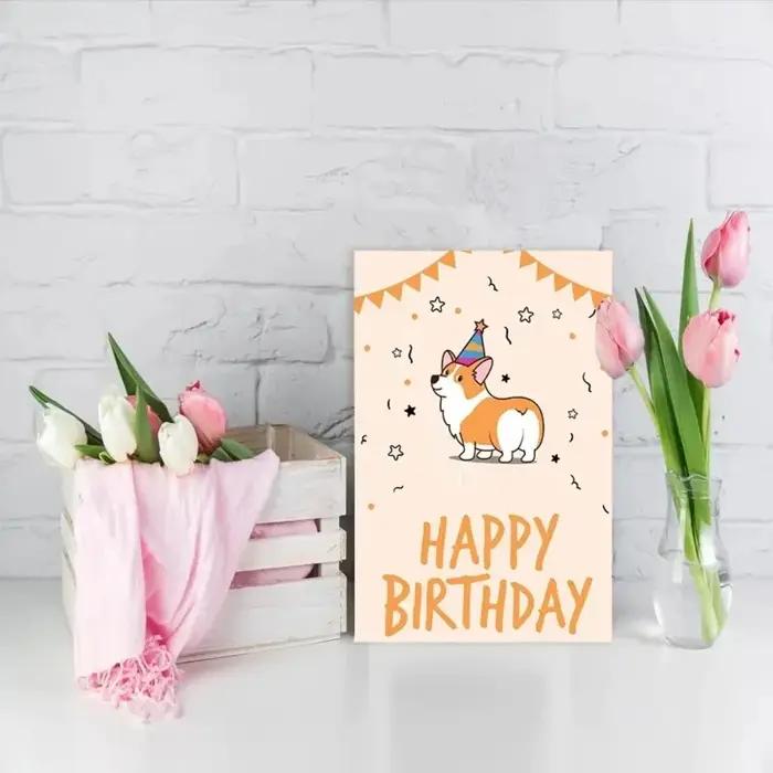 Carte d'anniversaire, carte d'anniversaire Corgi