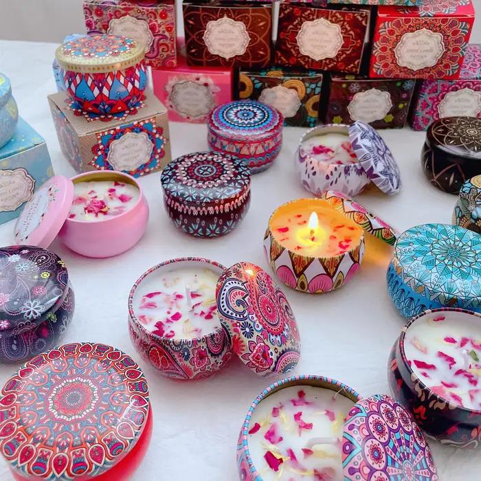 Bougie aromathérapeutique en cire de soja multicolore pour ambiance romantique et relaxation maison ou bureau occasions spéciales anniversaires de mariage