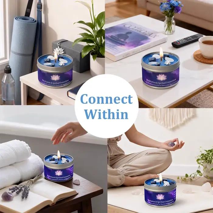 Bougie parfumée au cristal d'encens et bois de santal faite à la main pour méditation connexion spirituelle aromathérapie décoration salle de yoga cadeau occaions spéciales