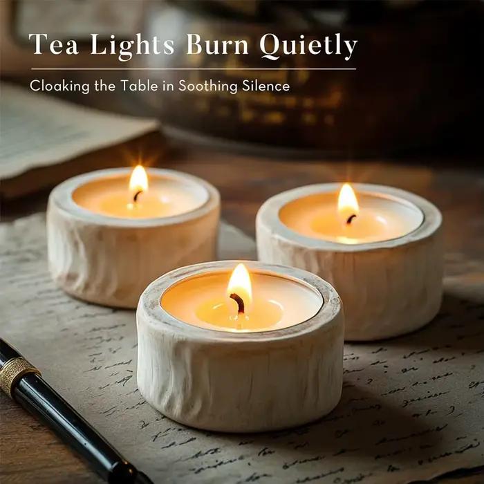 50 pièces sans parfum cire de thé 2 heures longue combustion mini bougies de souhait sans fumée