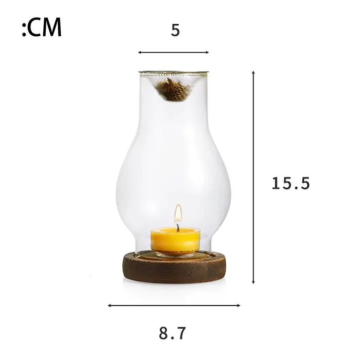 Bougeoir en verre, support chauffant avec Base en bois