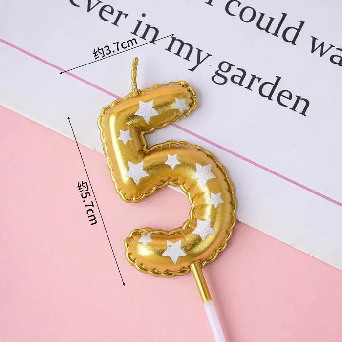 1 bougie dorée imprimée, bougie étoile, bougie d'anniversaire avec chiffres 0-9, décoration de gâteau, bougies pour baby shower, Saint-Valentin
