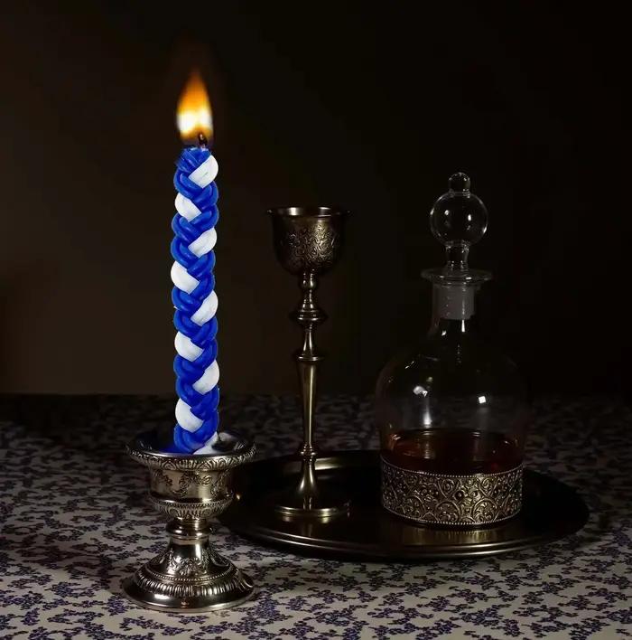 1 paquet de bougies tressées blanches et bleues
