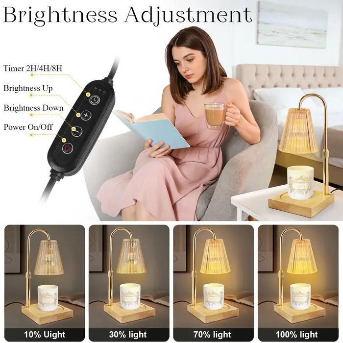 Lampe chauffe-bougie vintage avec minuterie et 2 ampoules chauffe-cire électrique réglable lumière chauffante sans flamme pour bougie en pot parfumé