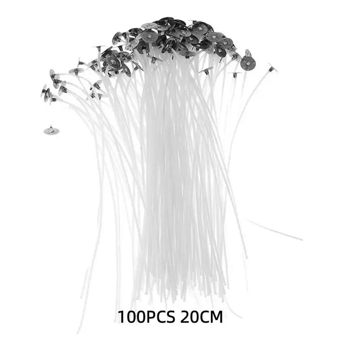 Mèches de bougies pré-cirées, 100 pièces, 9CM, 15CM, 20CM, pour la fabrication de bougies, noyau en coton, faible fumée, pour projets de bricolage et artisanat