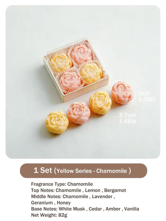 Coffret cadeau de 4 bougies parfumées à la rose, faites à la main, décoration élégante pour la pièce