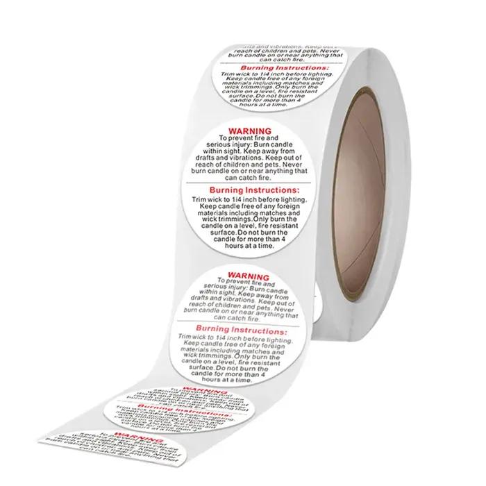 500 pièces/rouleau 1.5 pouces pot de bougie conteneur étiquette cire fondant sécurité autocollants décalcomanie pour