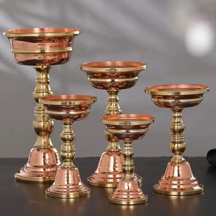 Chandelier du népal, tasse de bougie rétro en cuivre rouge
