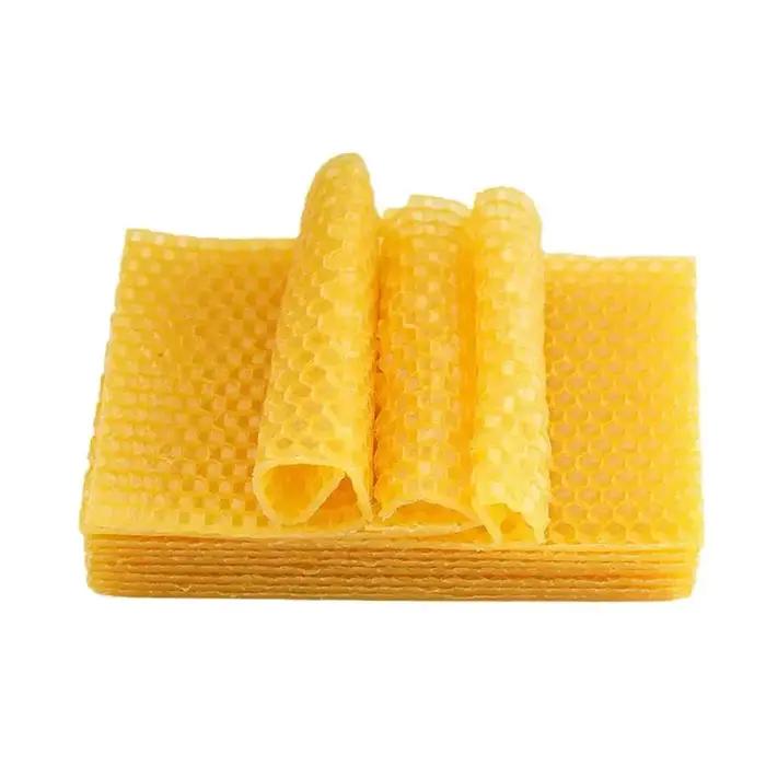 Feuilles de cire d'abeille naturelle en format feuilles pour fabrication de bougies artisanales et bricolage décoratif en gris clair ou vert clair