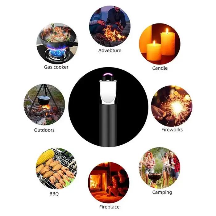 Briquet à bougie à Arc électrique, briquet USB Rechargeable, briquets à Arc Plasmas pour cuisinière à gaz de cuisine