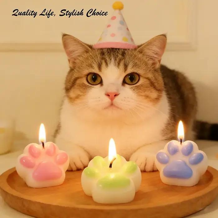 Bougie parfumée créative en forme de patte de chat avec coussinets pastel pour décoration d'intérieur et mémorial d'animal de compagnie
