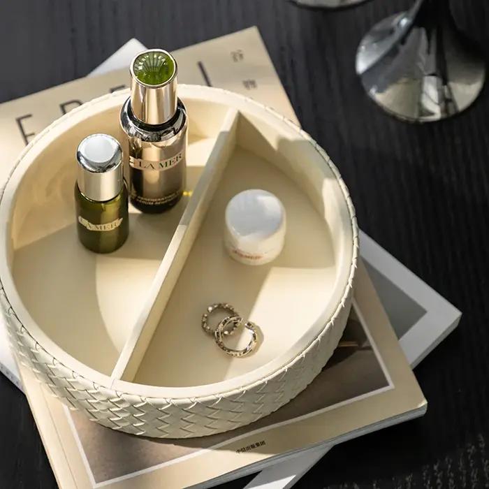 Plateau de parfum en cuir nordique de luxe rétro avec compartiments pour bijoux et parfums pour la maison et le bureau occasions spéciales