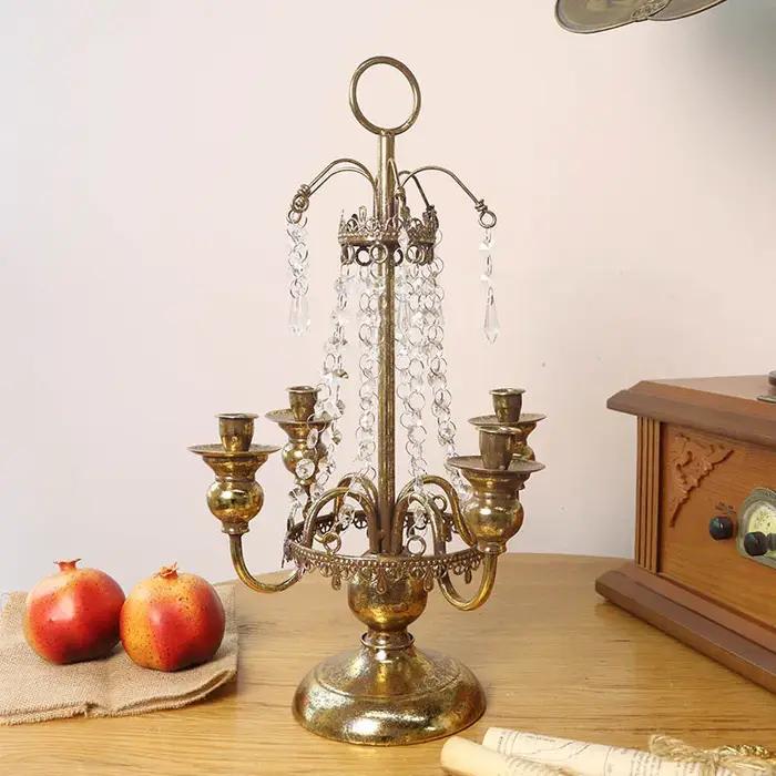 Bougeoir rétro léger de luxe en cuir, ornement romantique pour vieux ménage français, décoration d'ambiance de mariage pour anniversaire et mariage, élégant et accueillant