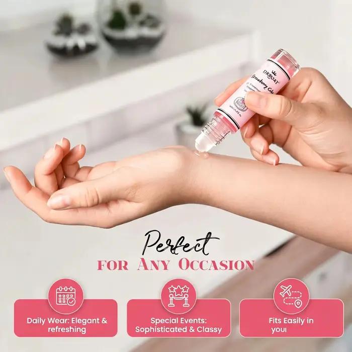 Huile de parfum corporelle roll-on 10 ml, parfum gourmand portable à la fraise, senteur dessert pour les voyages