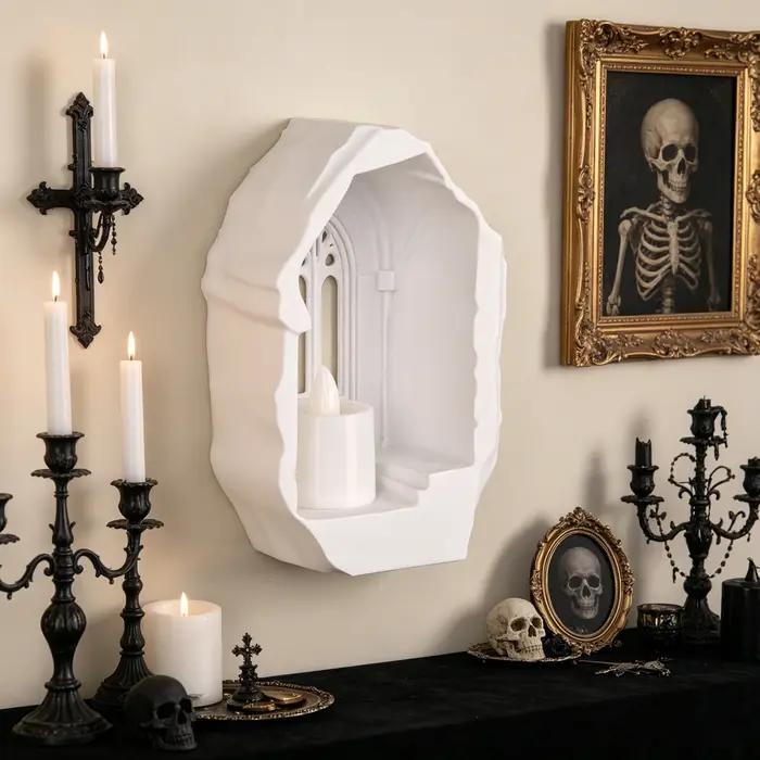 Support de bougie mural en forme d'arche de fenêtre de style gothique transfrontalier pour décoration murale sombre et présentation de bougies