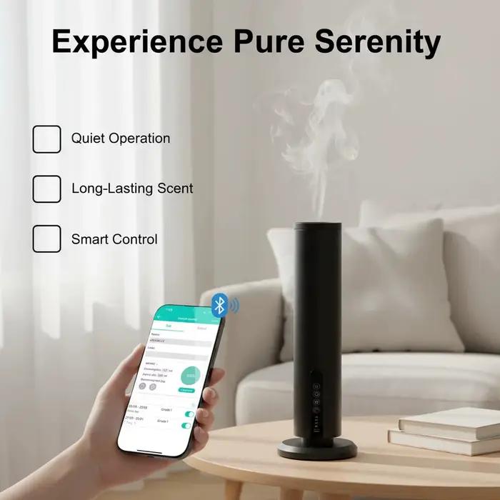 Diffuseur d'huiles essentielles sans eau rechargeable avec contrôle Bluetooth pour grandes pièces occasions spéciales aromathérapie ambiance détente