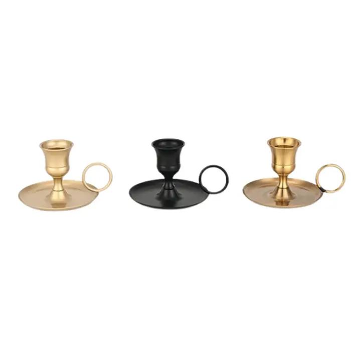 Porte-bougie de table avec poignée métal élégant pour décoration intérieure salon chambre mariage et célébrations spéciales