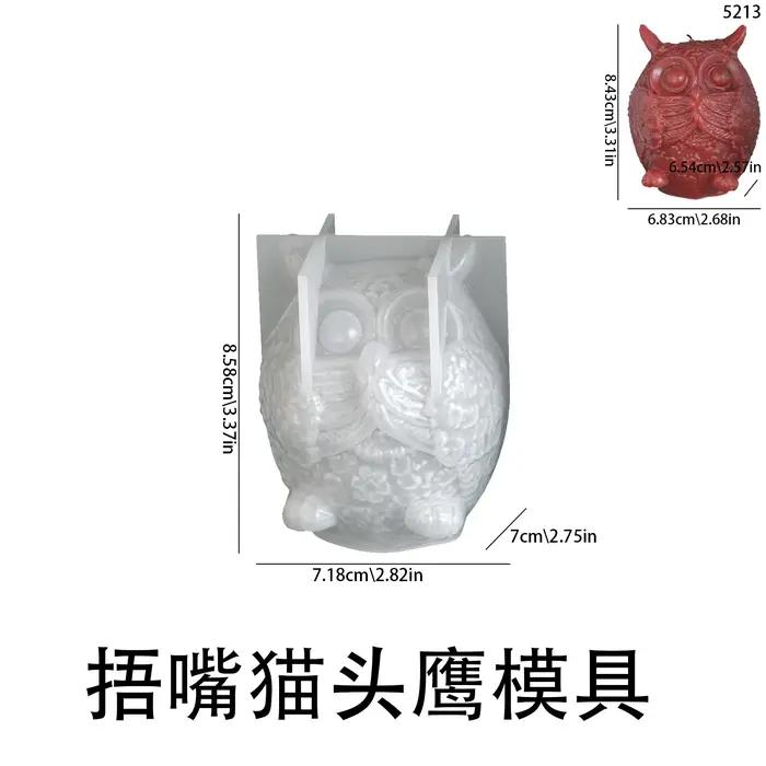 Moule bricolage aromathérapie plâtre hibou bougie Silicone moule couverture yeux couverture bouche couverture oreilles-vous pas mal ouvir pas mal parler pas mal