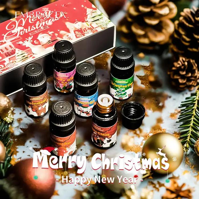 Huiles Essentielles de Noël Parfum de Fête Huile Aromathérapie Cadeau de Noël pour Maison Atmospère Chaleureuse Occasions Spéciales
