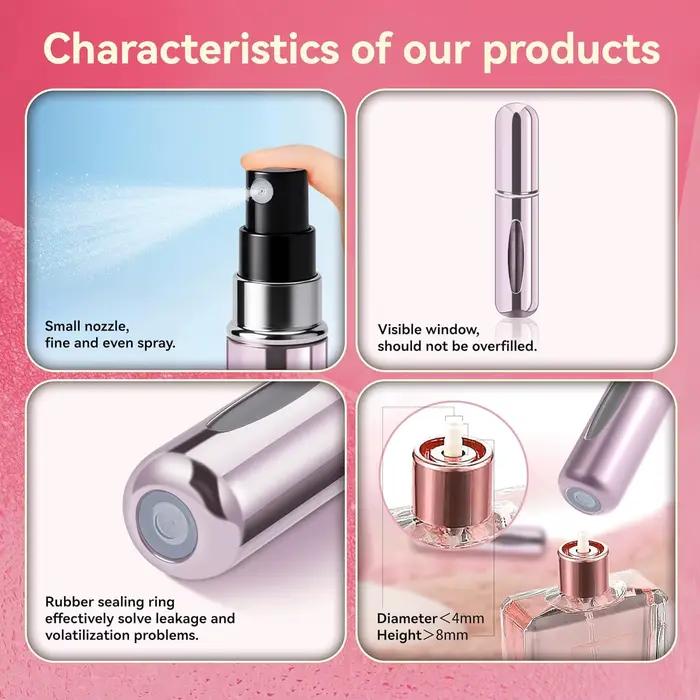 Flacon de parfum rechargeable pour voyage, mini flacon de parfum 5 ml, flacons de parfum portables rechargeables pour femmes et hommes, petit flacon vaporisateur.