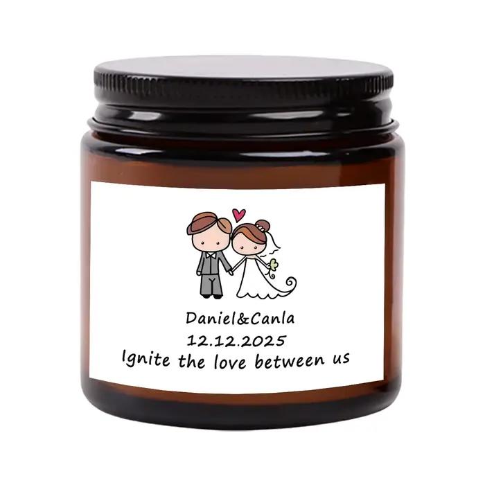 3, 5 onces / 70g Souvenir de mariage personnalisé Bougies parfumées personnalisées - un excellent cadeau pour les fêtes