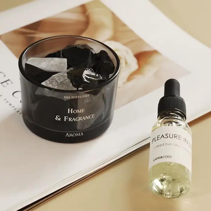 Diffuseur d'huiles essentielles avec roches de cristal naturel, diffuseur passif avec cristaux de gu
