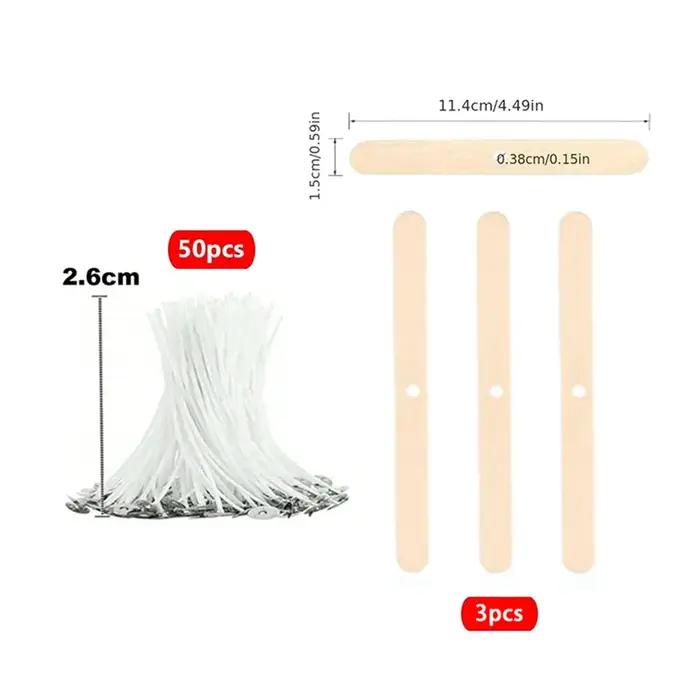 Ensemble de mèches de bougie en coton ciré avec support, mèches de bougie originales sans fumée, noy