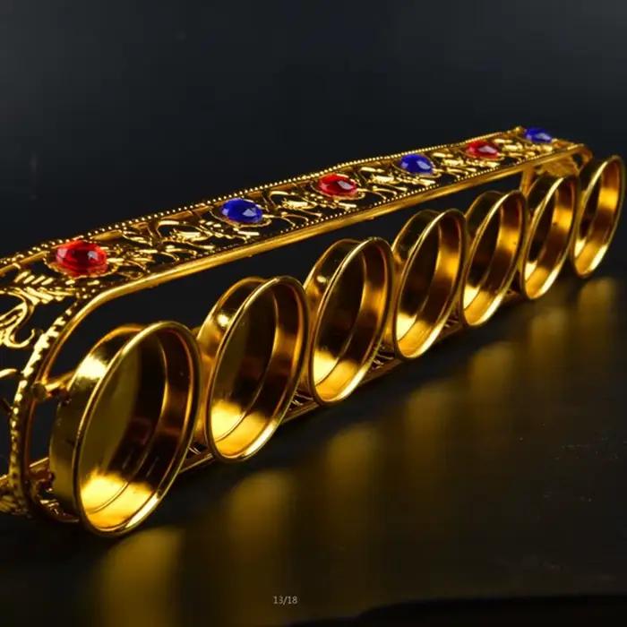 Présentoir de lampe à bougie avec pierres précieuses incrustées