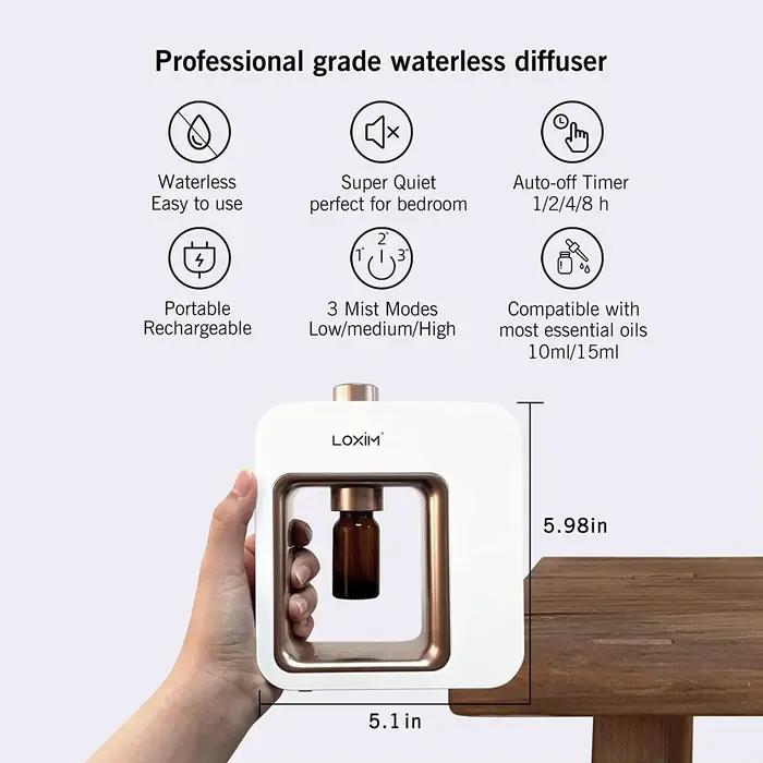 Diffuseur d'arôme nébulisant pour château essentiel, machine d'aromathérapie portable et silencieux, blanc, pour détente et bien-être à la maison et en déplacement