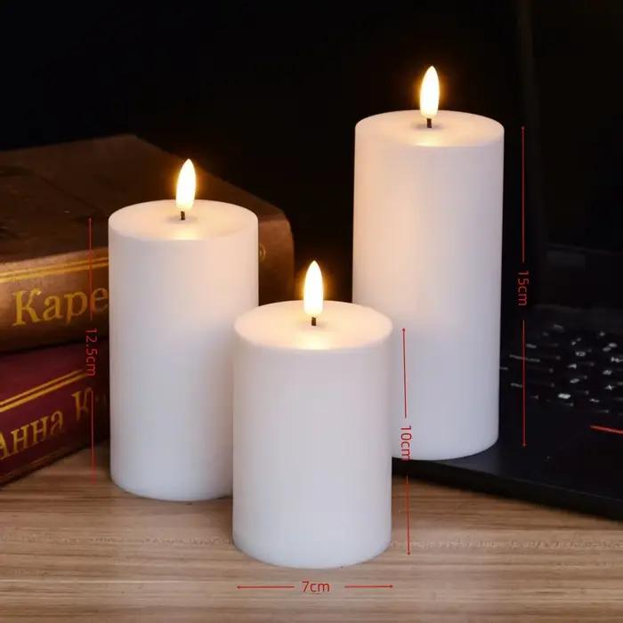 Lot de 3 bougies pilier géantes IP44 avec télécommande et minuterie