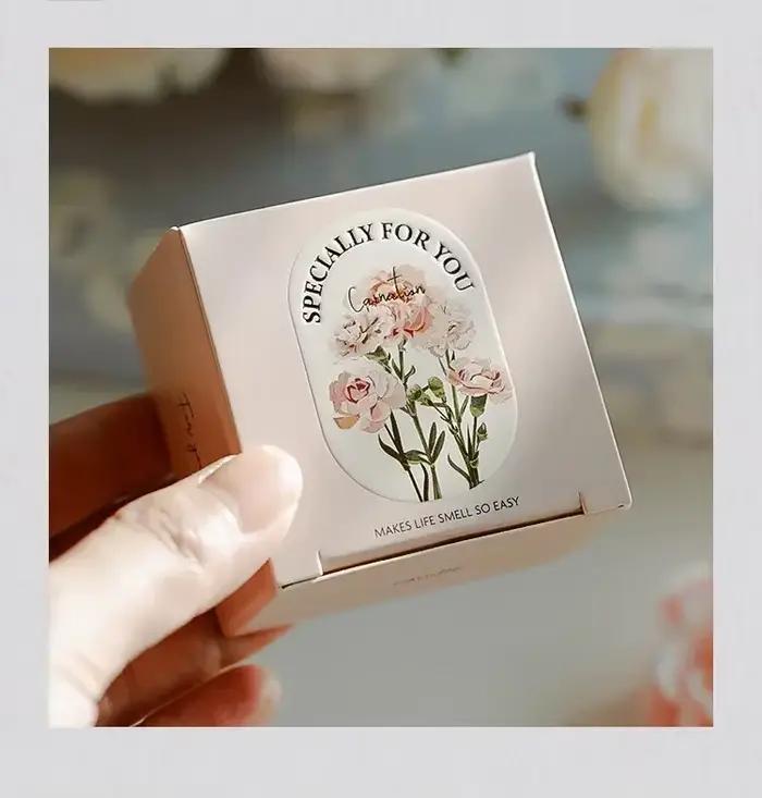 Bougie d'œillet parfumée faite à la main, bougie d'avertissement de soja d'aromathérapie, mariage, anniversaire, ci-après les accessoires photo de décoration de la maison de fête