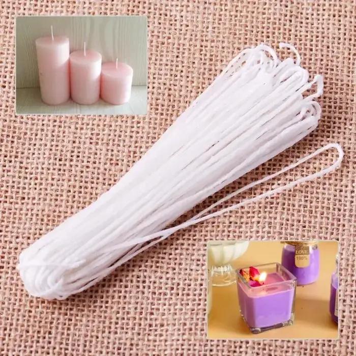 Mèches blanches tressées en coton ciré pour bougie, 5/10 m, DIY