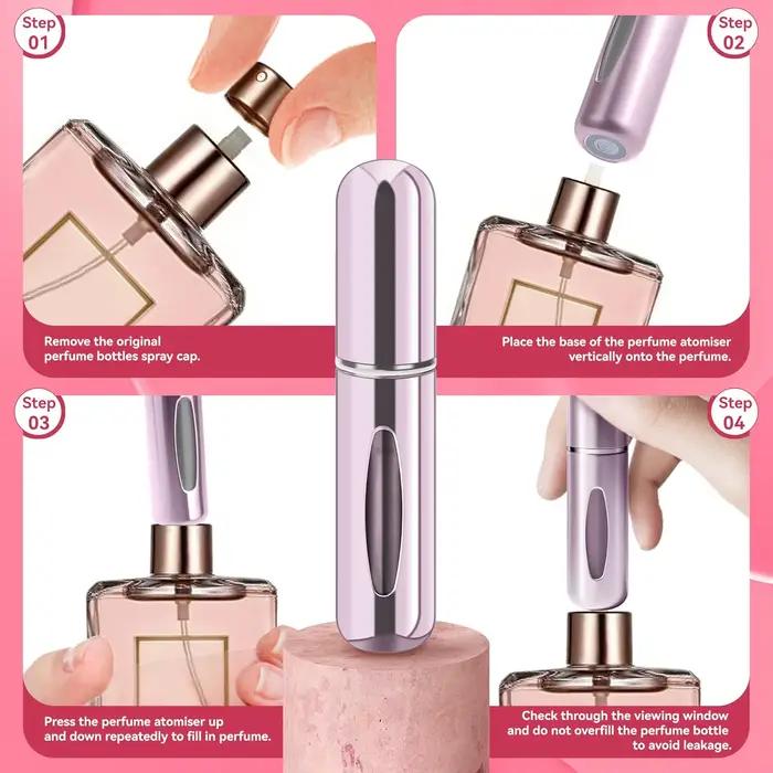 Flacon de parfum rechargeable pour voyage, mini flacon de parfum 5 ml, flacons de parfum portables rechargeables pour femmes et hommes, petit flacon vaporisateur.
