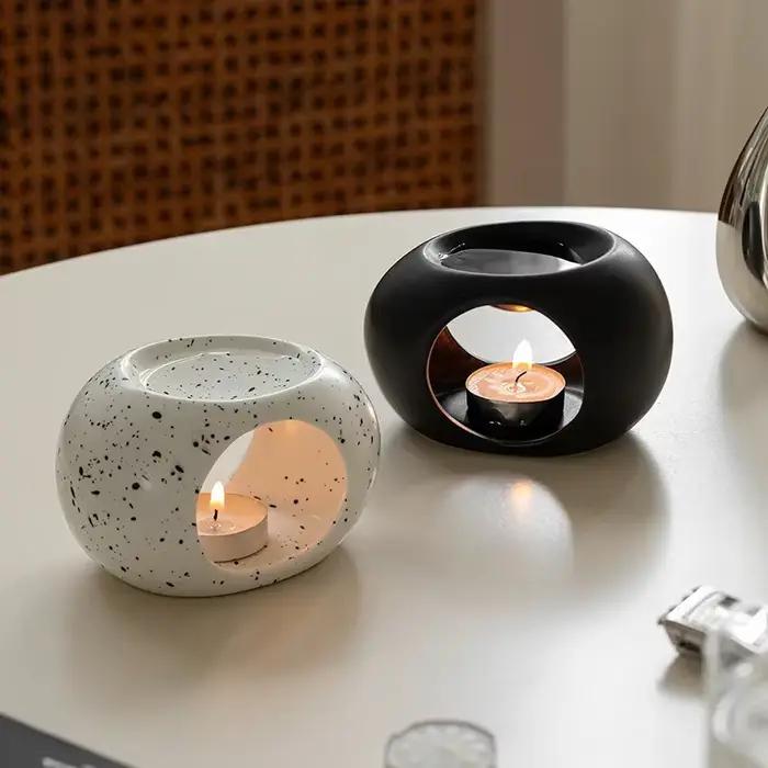 Support chauffant à bougie noire Simple, céramique, diffuseur d'huile essentielle, four domestique, Spa, aromathérapie, brûleur d'encens
