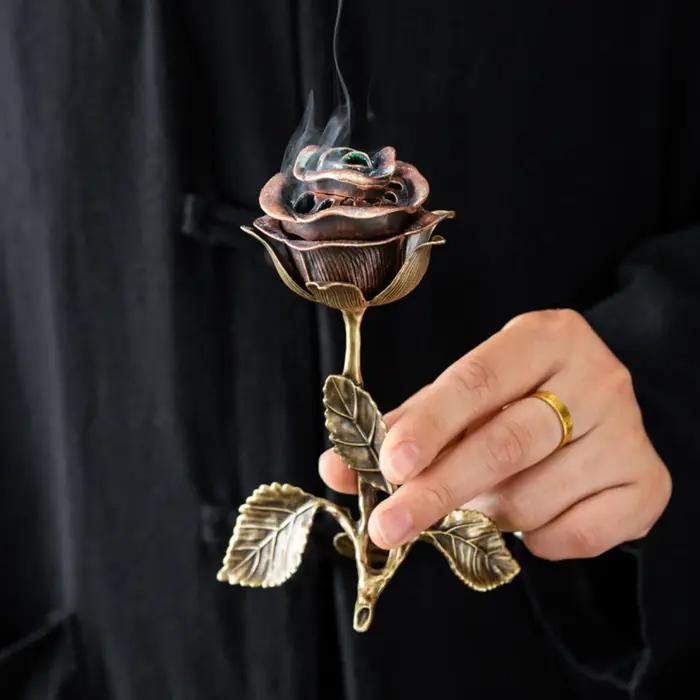 1 brûleur d'encens parfumé à la rose - Article décoratif Feng Shui